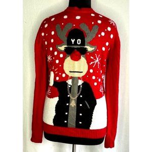 Daisysboutique Holiday 'YO' Reindeer Men's Ugly Christmas Sweater Size Large